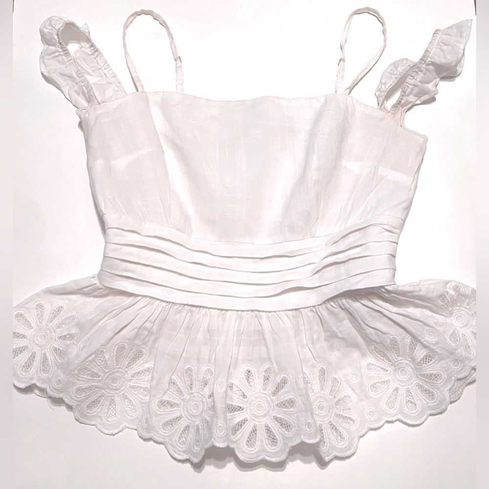 Guess White Sleeveless Top with Ruffles Size Small